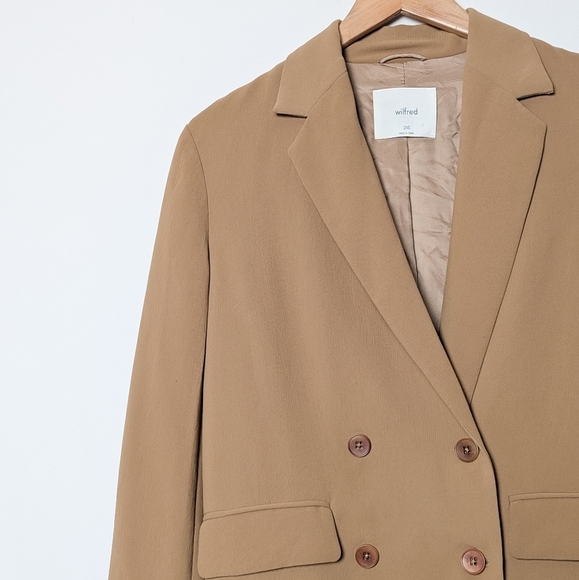 WILFRED Cherrelle Blazer Saville Brown Tan Double Breasted Aritzia XXS - Picture 7 of 12